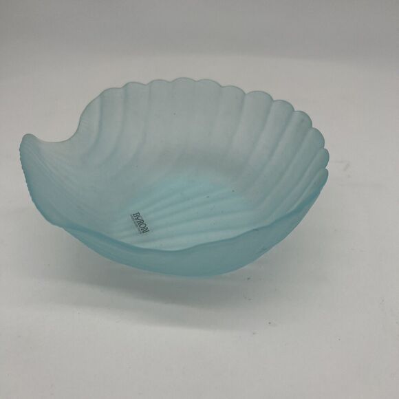 Byron Hirota Glass Frosted Blue Seashell Trinket Bowl Tokyo Japan - Picture 1 of 4